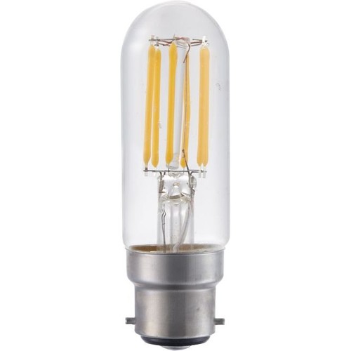 B22d 5W dimbar LED filament rørpære - 9,5cm, 2700K, klart glass