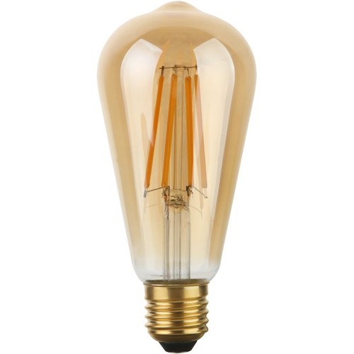 Ampoule LED E27 8W Rustika dimmable - ST64, 640lm, 2200K, verre doré, filament