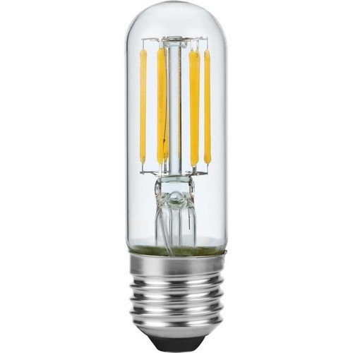 E27 5W dimbar LED rørpære - 9,5cm, filament, 640lm, klart glass, 2700K