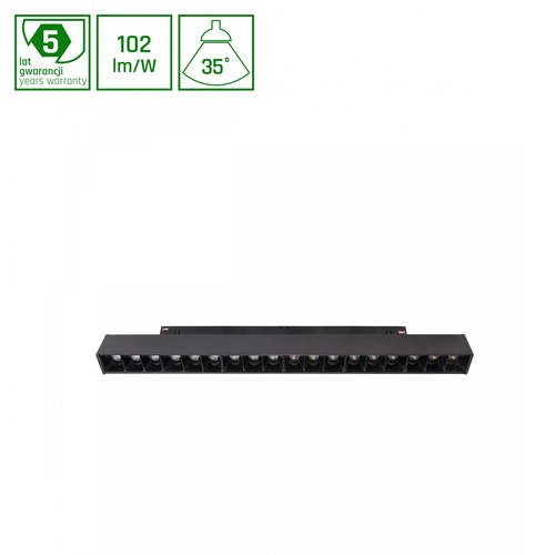 System Shift 17W Grid M railspot voor 2-fase rail - 40°, CCT switch, zwart, 33cm