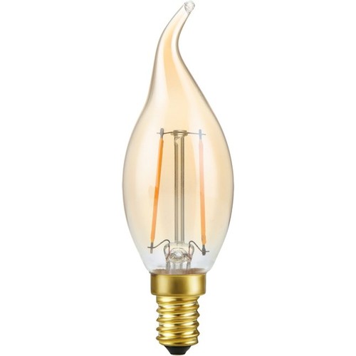 E14 2,9W dimbare LED kaarslamp met tip - C35, 250lm, 2200K, goud glas, filament
