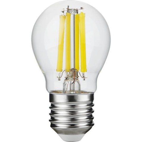 E27 7W dimbare LED kogellamp - G45, filament, helder glas, 806lm, 2700K