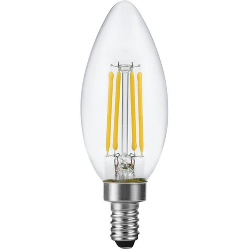 Ampoule LED flamme E12 4,4W dimmable - Filament, C35, 470lm, 2700K, verre clair