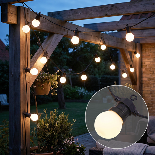 V-Tac LED lysslynge med 10 stk. 0,5W pærer - 5 meter, IP44, 230V, inkl. lyskilde