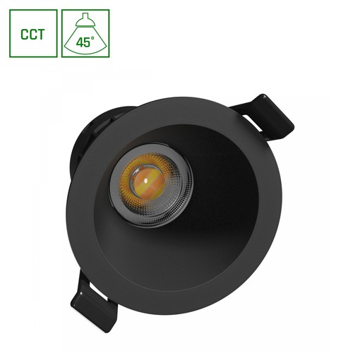 Spot encastrable 7W Fiale Core CCT - Ø9cm, Noir, CCT 3-en-1, Perçage : Ø7,5 cm, faisceau 45 degrés