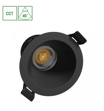 Spot encastrable 7W Fiale Core CCT - Ø9cm, Noir, CCT 3-en-1, Perçage : Ø7,5 cm, faisceau 45 degrés