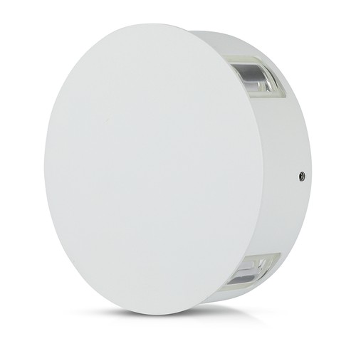 V-Tac 4W LED-vägglampa - IP65, vit, rund, 4-vägs ljus, 4000K, inkl. ljuskälla