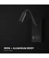 3W LED sänglampa med USB-A och USB-C laddningsuttag - CREE chip, svart, inkl. ljuskälla