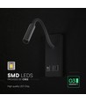 3W LED sänglampa med USB-A och USB-C laddningsuttag - CREE chip, svart, inkl. ljuskälla