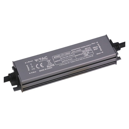 36W / 12V DC strømforsyning - 3A, IP67 vanntett