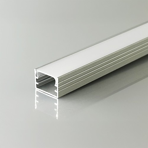 2m aluminiumprofil - Silver, inkl. frostat lock, för utanpåliggande montage