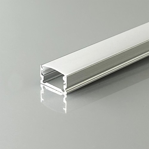 Profilé alu 2m pour rubans LED, saillie - Argent, diffuseur inclus, 13,2 x 7 mm