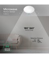 Plafonnier V-Tac blanc pour ampoule E27 - avec détecteur de mouvement micro-ondes