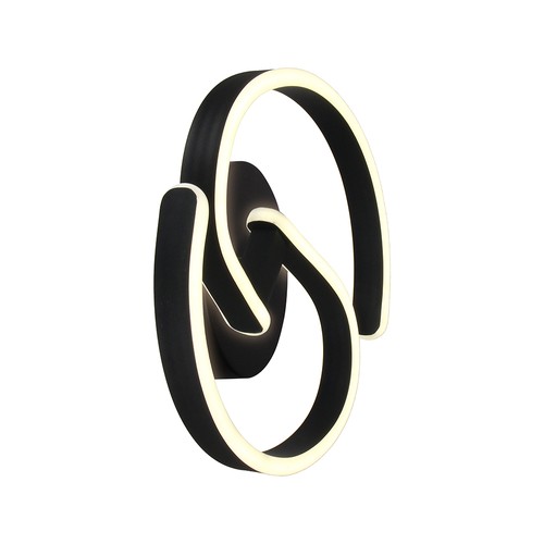 Applique murale LED design 22W - 30x11cm, 4000K, noir, source incluse