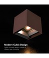 V-Tac 9W Solara wandlamp met sensor, CCT - IP65, PIR-sensor, Cortenkleurig, zonne-energie, 3 lichtkleuren