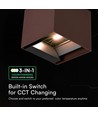 V-Tac 9W Solara wandlamp met sensor, CCT - IP65, PIR-sensor, Cortenkleurig, zonne-energie, 3 lichtkleuren