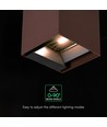 V-Tac 9W Solara wandlamp met sensor, CCT - IP65, PIR-sensor, Cortenkleurig, zonne-energie, 3 lichtkleuren