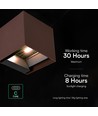 V-Tac 9W Solara wandlamp met sensor, CCT - IP65, PIR-sensor, Cortenkleurig, zonne-energie, 3 lichtkleuren