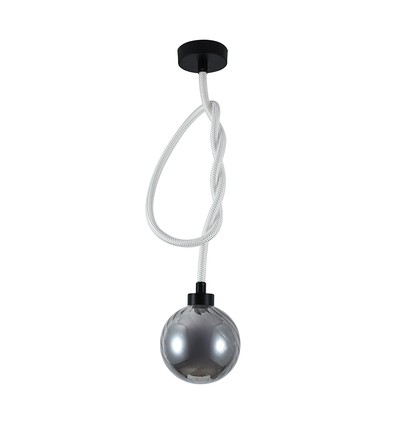 V-Tac 20W LED pendel - Ø18cm, 3000K, røykfarget glass, dekorativ taklampe