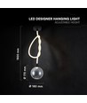 Suspension LED V-Tac 20W - Ø18cm, 3000K, verre fumé, luminaire décoratif