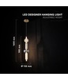 V-Tac 10W LED-pendel - Ø12,8cm, 3000K, Smoke+Amber+White, dekorativ taklampa