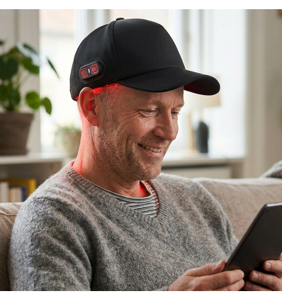 Casquette de luminothérapie infrarouge - Sans fil, charge USB-C, Infrarouge