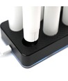 6-pak hvite LED-stearinlys inkl. ladebase - Ø2cm, H: 25cm, kronelys, inkl. fjernkontroll, timer