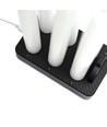 6-pak hvite LED-stearinlys inkl. ladebase - Ø2cm, H: 25cm, kronelys, inkl. fjernkontroll, timer