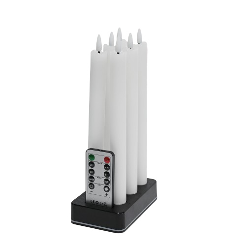 Pack de 6 bougies LED blanches avec base de charge - Ø2cm, H: 25cm, cierges, avec télécommande, minuterie