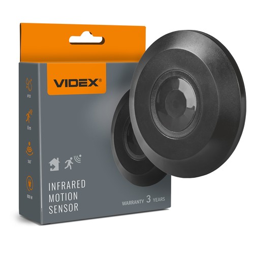 Détecteur de mouvement et de lumière PIR, 800W - Noir, capteur encastré