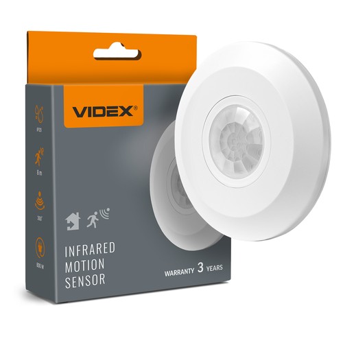 Détecteur de mouvement et de lumière PIR, 800W - Blanc, capteur encastré