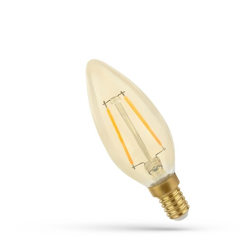 E14 5W LED pære - C35, kultråd, rav farvet glas, ekstra varm