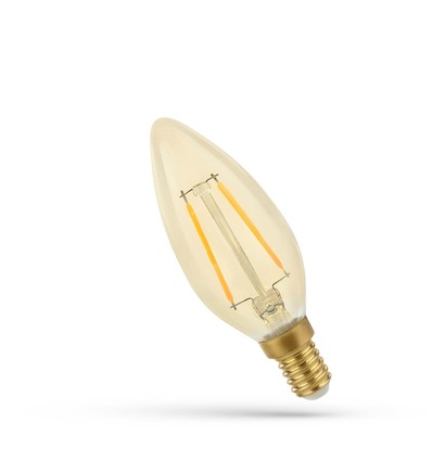 E14 5W LED-lamp - C35, filament, amberkleurig glas, extra warm