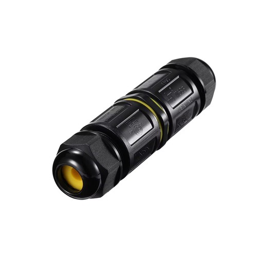 Boîte de dérivation ronde noire, 5 pôles - IP68 étanche, pour raccordement de câbles, Ø4-14mm