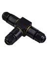 Boîte de dérivation en T noire, 3 pôles - IP68 étanche, pour raccordement de câbles, Ø6-11mm