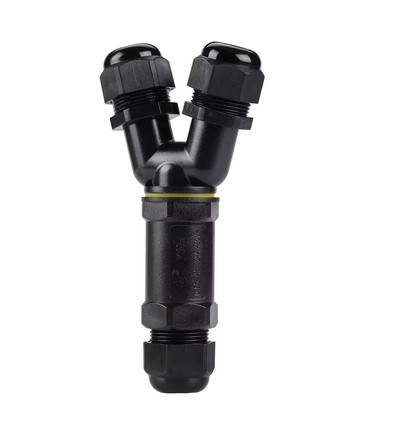 Boîte de dérivation en Y noire, 3 fils - IP68 étanche, pour raccordement, câble Ø8-12mm