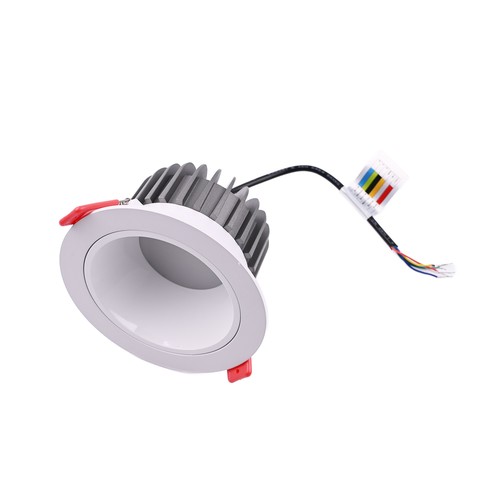 13W Ø11,4cm indbygningsspot RGB+CCT RA93 - 24V DC, Hul: Ø9,5 cm, Mål: Ø11,4 cm, Hvid kant