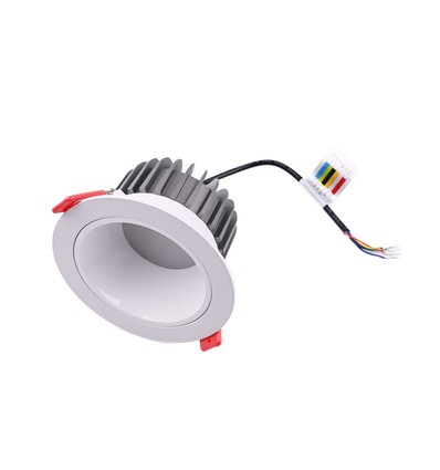 13W Ø11,4cm innfellingsspot RGB+CCT RA93 - 24V DC, Hull: Ø9,5 cm, Mål: Ø11,4 cm, Hvit kant
