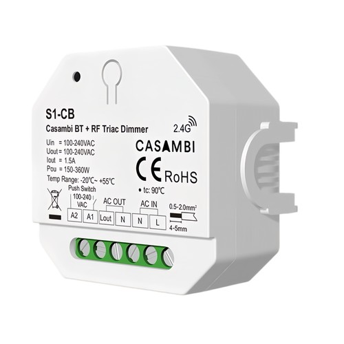 Variateur encastrable LEDlife rWave - Casambi, RF, push-dim, variateur LED