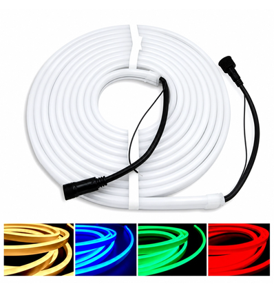 10m RGB+WW Neon Flex Ruban LED - 24V, 16W/m, IP65, 3000K blanc chaud