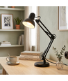 Klassisk Sort Arkitektlampe -  Inkl. fod og bordklemme, E27 fatning, Uden lyskilde