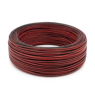 100m Kabel röd/svart - 2x0,35mm², 12-24V, för LED-strip