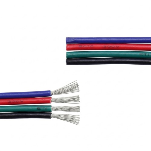 Câble RGB 5m - 4x0,35mm², 12V-24V, pour ruban LED