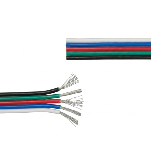Câble RGBW 10m - 5x0,35mm², 12V-24V, pour ruban LED