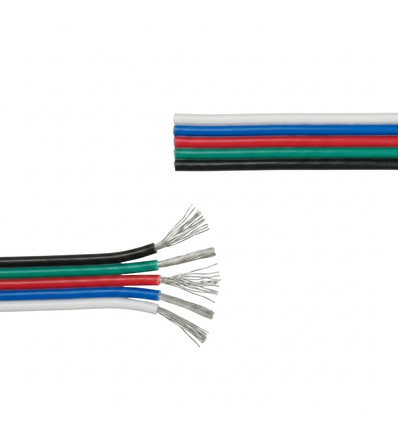 Câble RGBW 20m - 5x0,35mm², 12V-24V, pour ruban LED