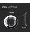 Pack de 2 kits Downlight MR16/GU10 - Sans source, chrome, Trou: Ø6,5 cm, Dim: Ø8 cm