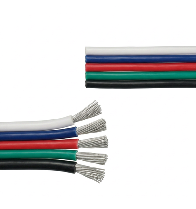5m 1,2mm² RGBW kabel - 5-aderig (16AWG), 12V-24V voor LED-strip