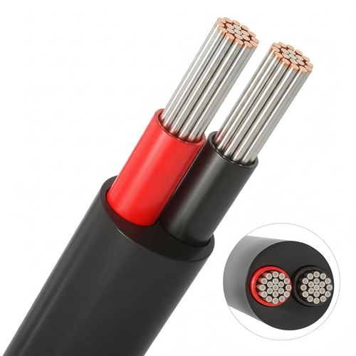 20m Kabel rood/zwart, zwart rond - 2x0,35mm², 12V-24V, voor LED strip