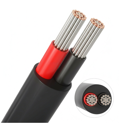20m Kabel rød/sort, sort rund - 2x0,35mm², 12V-24V, til LED strip