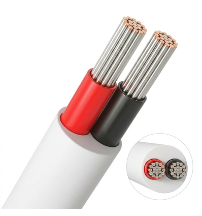 5m Câble rouge/noir, blanc rond - 2x0,35mm², 12V-24V, pour ruban LED